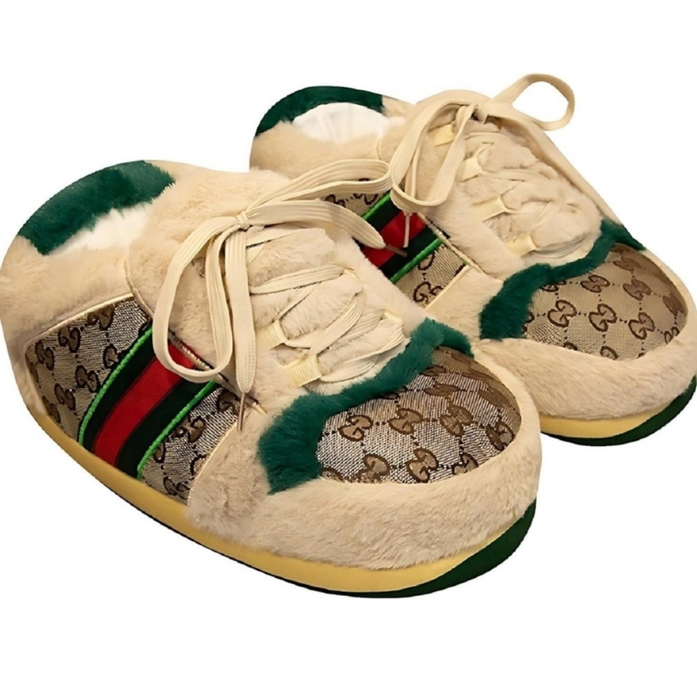 Designer inspired fluffy slippers unisex style